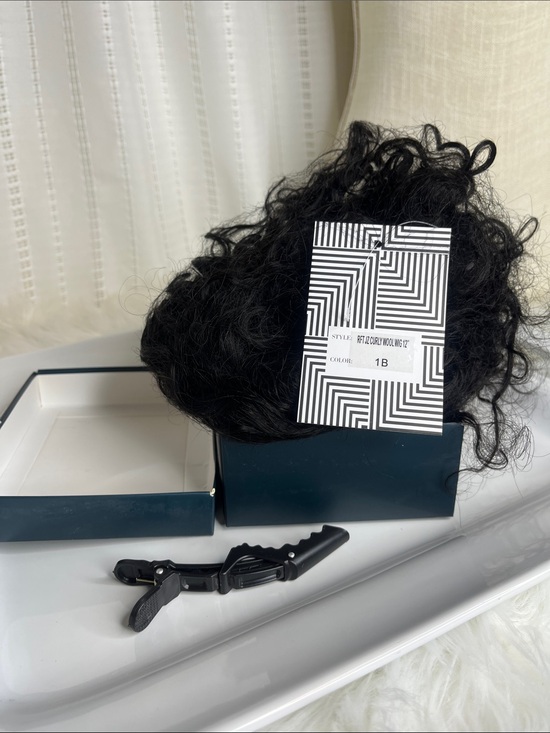 Other - Curly Wool Wig 12" in Color 1B Human Hair